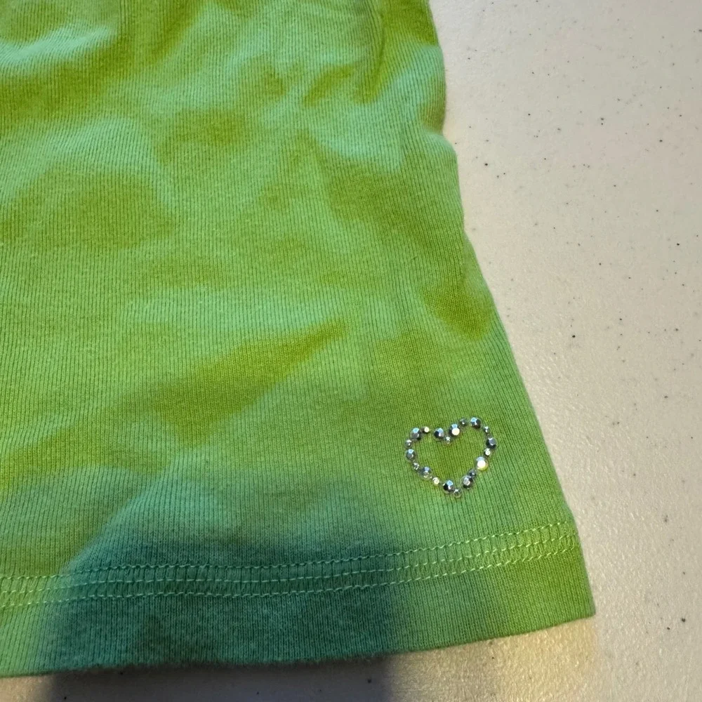 Y2K Aesthetic Girls Size 10 Gap Kids Green Halter Top Rhinestone Heart vintage